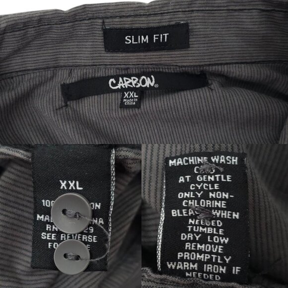 Carbon Slim Fit Button Front Shirt Mens XXL READ Tab Sleeve Snap Pockets Gray - Picture 9 of 16